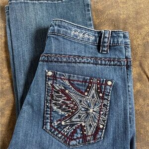 Ethyl jeans, comfortable, cotton & spandex, size 10 with 32” inseam